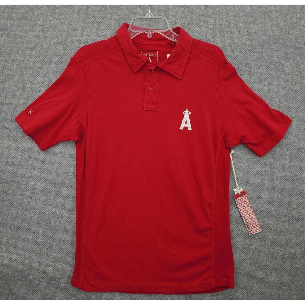 Antigua Mens Polo Shirt Size Medium MLB Angels Genuine Dark Red 100% Cotton New